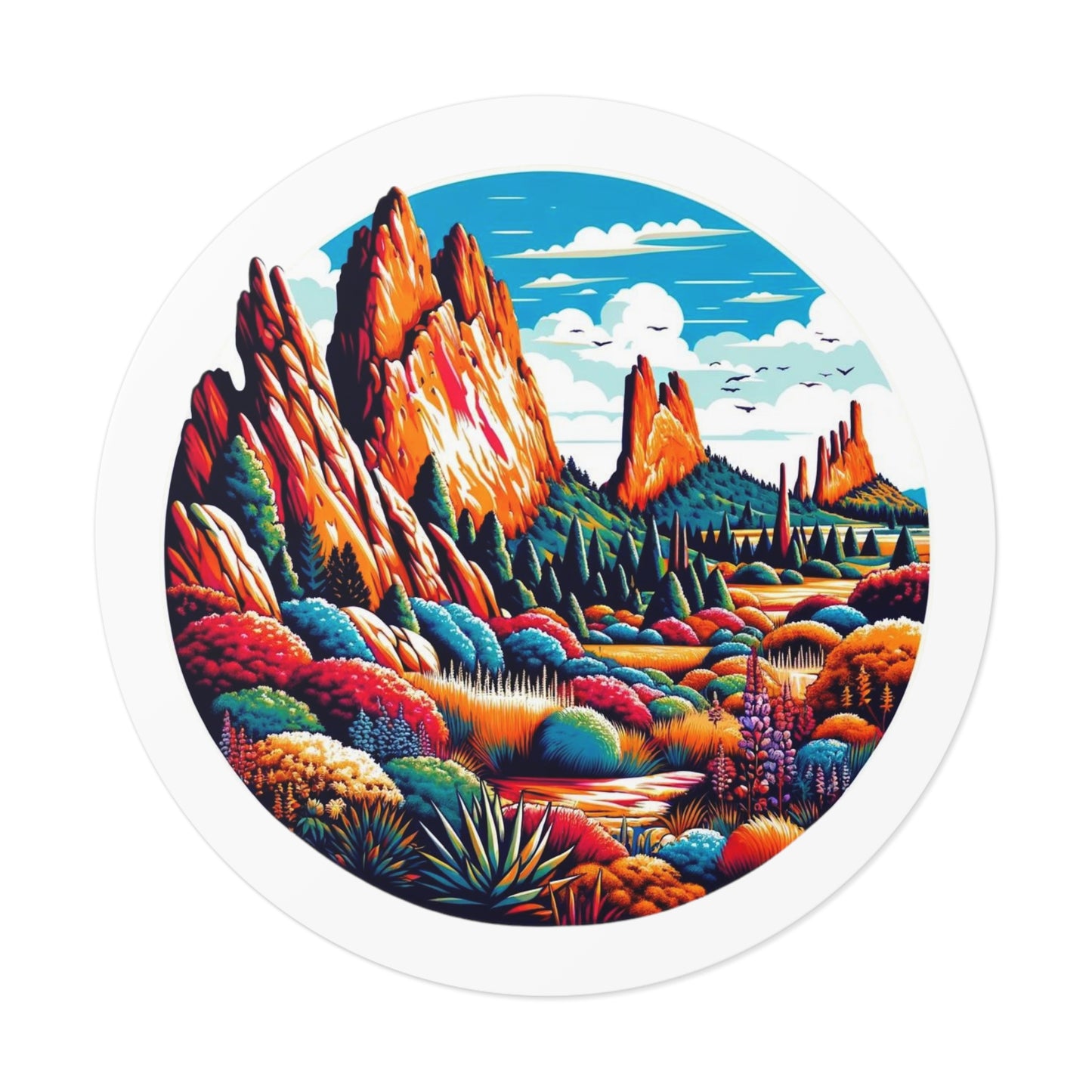 Garden of the Gods Round Vinyl Stickers