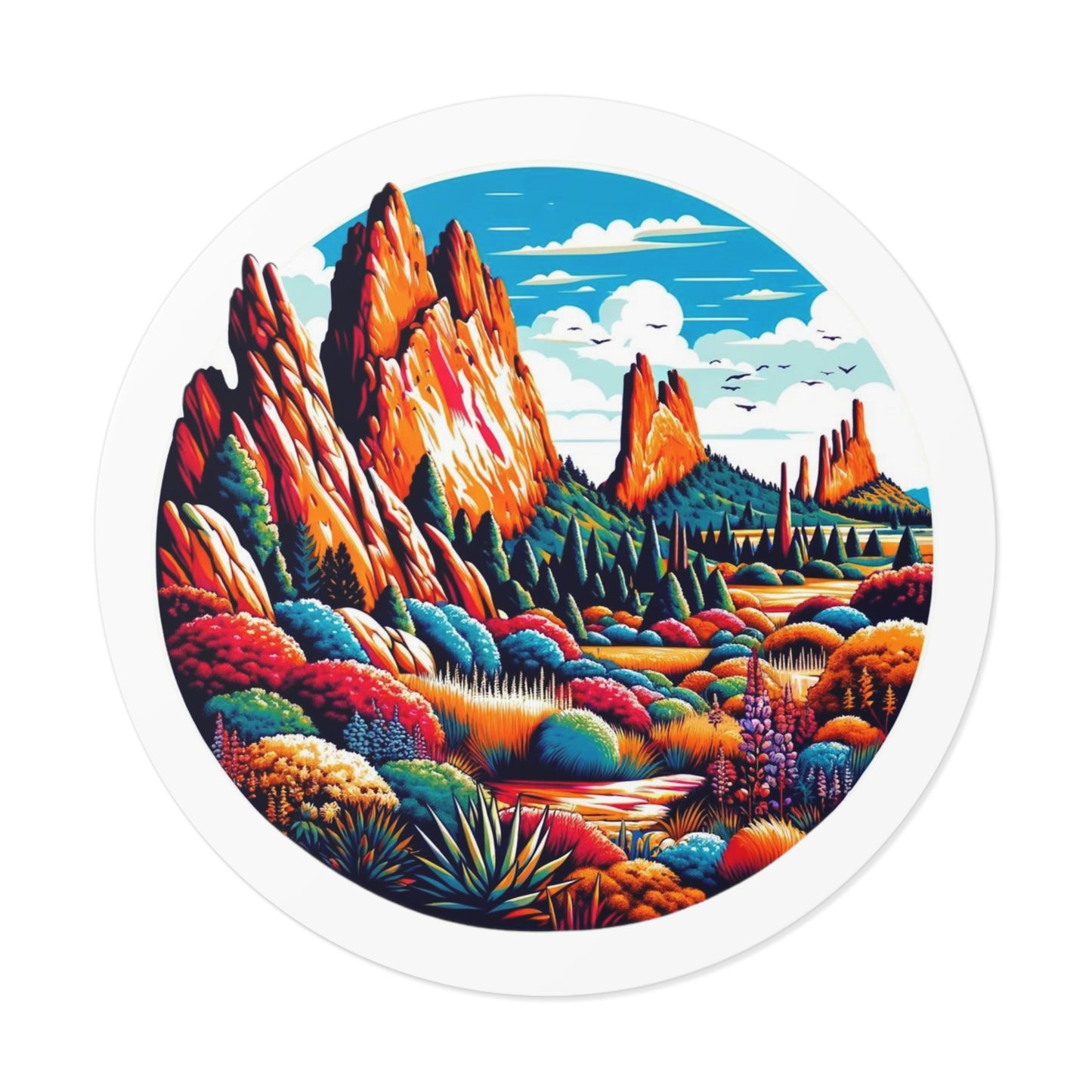 Garden of the Gods Round Vinyl Stickers