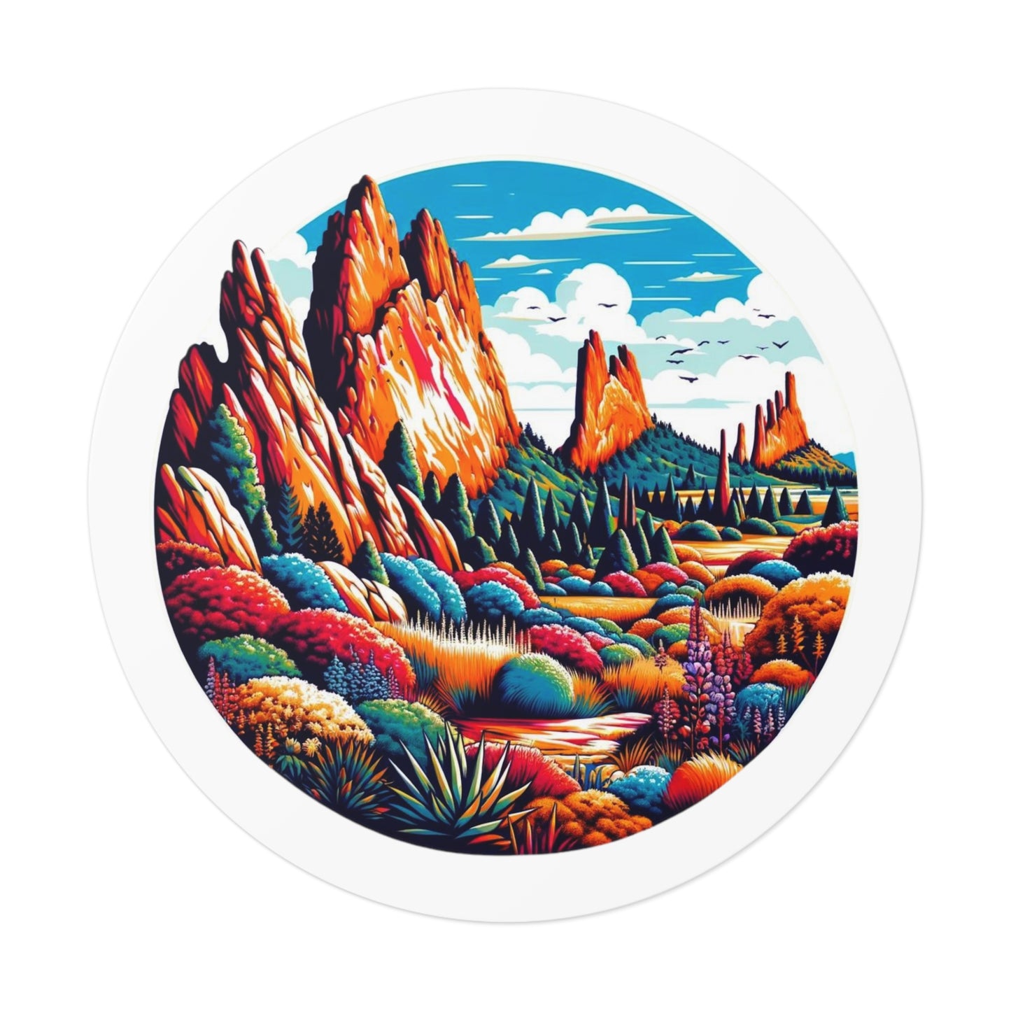 Garden of the Gods Round Vinyl Stickers